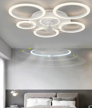 Moderne Plafondventilator met LED-Verlichting – Minimalistische Cirkel Ventilatorlamp met Afstandsbediening, 3 Snelheden en 3 Lichtkleuren voor Woonkamer en Slaapkamer