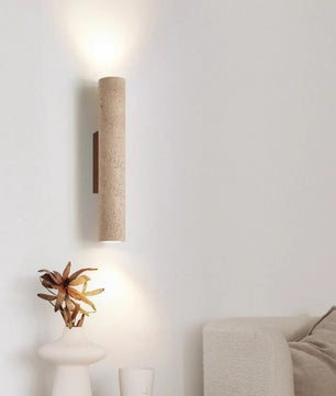 Stenen Wandlamp Travertijn – Luxe Natuursteen Wandverlichting met E27 Fitting en Up Down Light