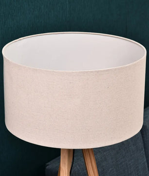 Houten Vloerlamp met Stoffen Kap en Tripod Basis – Staande Lamp met Plank – Modern Design 154 cm voor Woonkamer en Slaapkamer