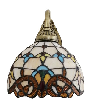Tiffany Wandlamp Glas-in-Lood – Vintage Victoriaanse Wandverlichting van Glas en Metaal – E27 Wandlamp 25 cm voor Woonkamer & Slaapkamer