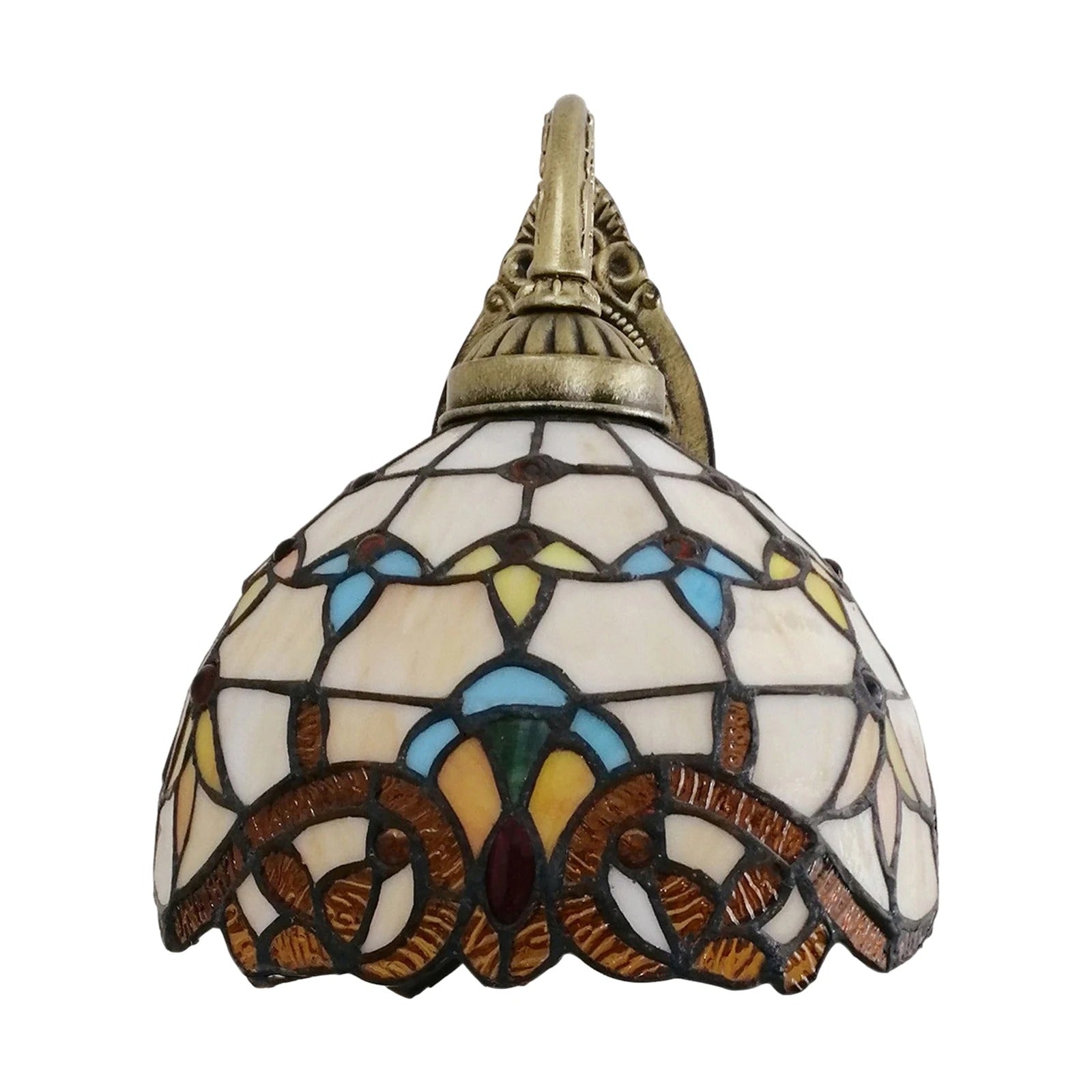 Tiffany Wandlamp Glas-in-Lood – Vintage Victoriaanse Wandverlichting van Glas en Metaal – E27 Wandlamp 25 cm voor Woonkamer & Slaapkamer