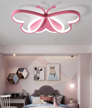 Vlinder LED Plafondlamp – 90W Creatieve Designlamp in Roze – Dimbare LED Verlichting voor Kinderkamer, Slaapkamer en Woonkamer
