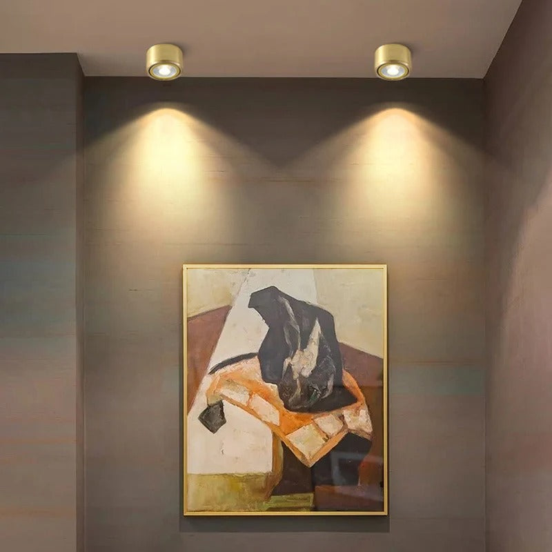 Koperen LED Plafondlamp – Verstelbare Opbouwspot van Massief Koper – Moderne LED Spotverlichting voor Gang, Woonkamer en Badkamer