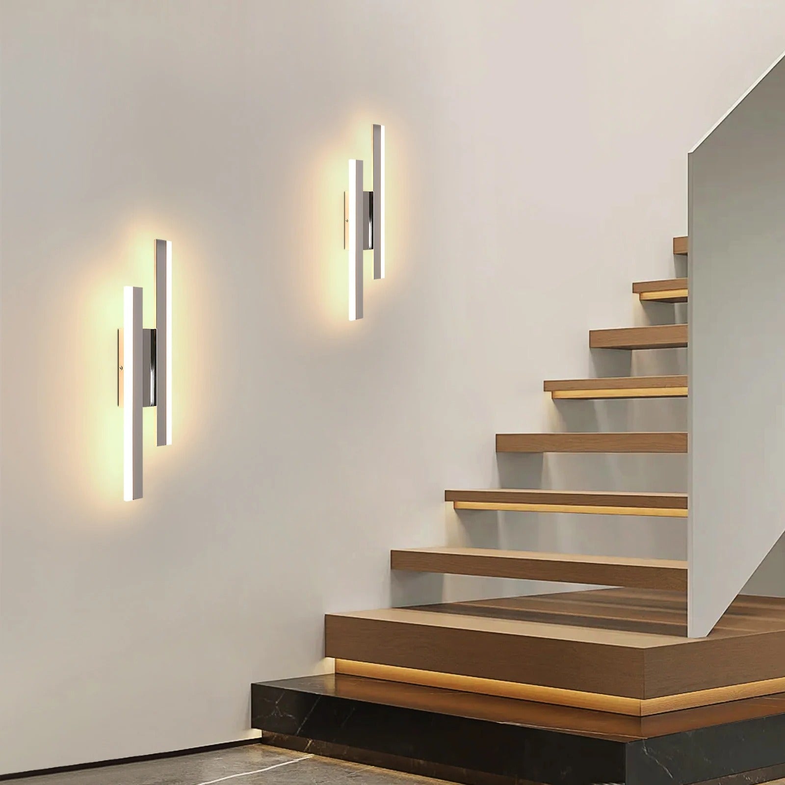 Moderne LED Wandlamp – 16W Parallel Design – Warm Wit 3000K – Wit Metaal – Voor Gang, Hal en Slaapkamer