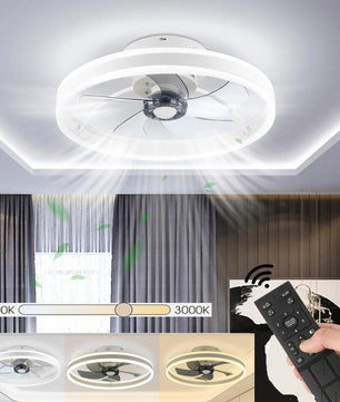 Moderne LED Plafondventilator – 50W Dimbare Plafondlamp met Afstandsbediening – Stille Ventilator Ø50 cm voor Woonkamer en Slaapkamer