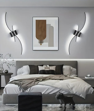 Nordic LED Wandlamp – Minimalistisch Scandinavisch Design – Zwart – Sfeervolle Wandverlichting voor Slaapkamer, Woonkamer en Gang