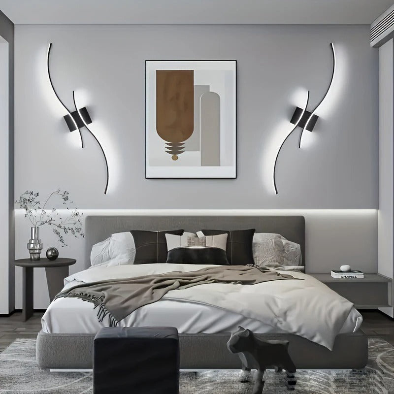 Nordic LED Wandlamp – Minimalistisch Scandinavisch Design – Zwart – Sfeervolle Wandverlichting voor Slaapkamer, Woonkamer en Gang