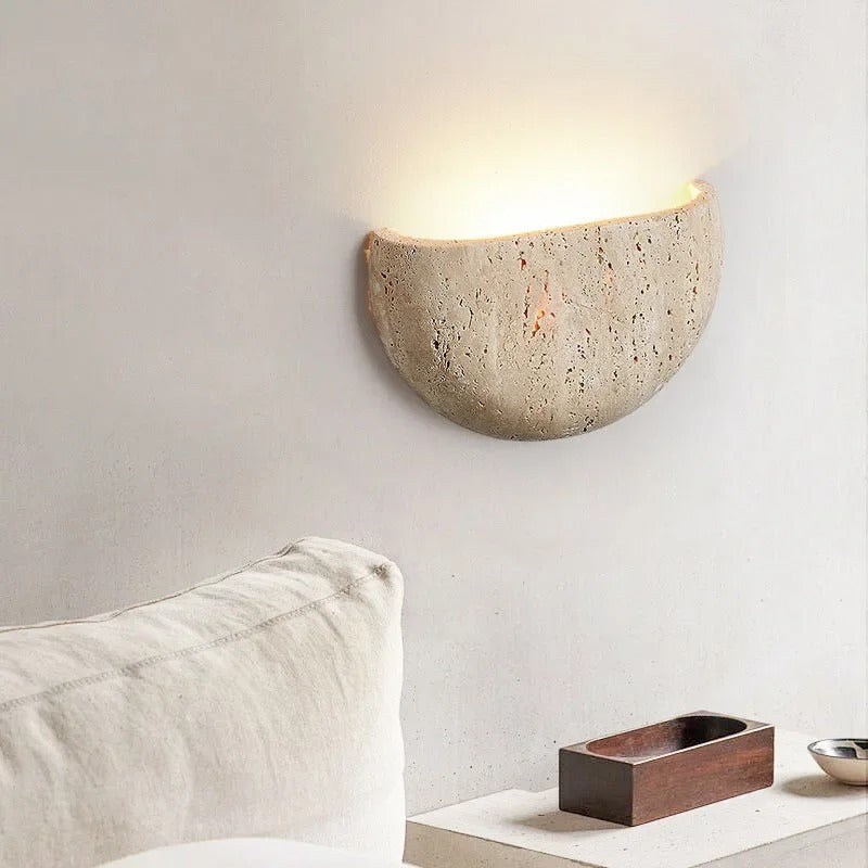 Wabi-Sabi Steen Wandlamp – Retro & Sfeervolle Muurverlichting, Minimalistisch Design