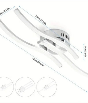 Moderne LED Kroonluchter – 3-Armig Golvend Design – 21W Chroom – Koel Wit 5500K voor Woonkamer, Eetkamer en Hal