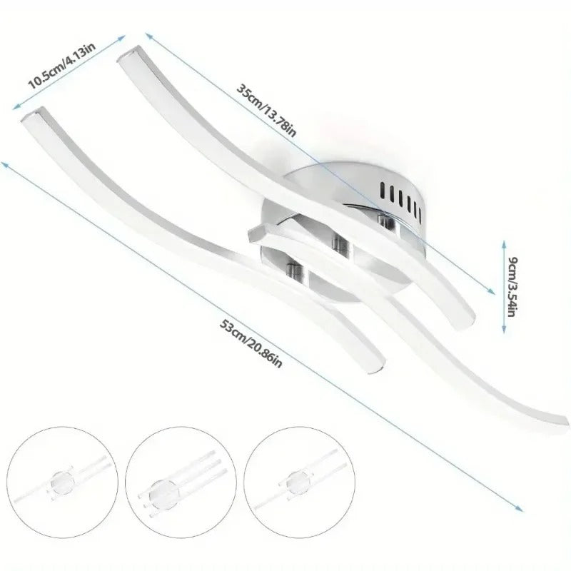 Moderne LED Kroonluchter – 3-Armig Golvend Design – 21W Chroom – Koel Wit 5500K voor Woonkamer, Eetkamer en Hal