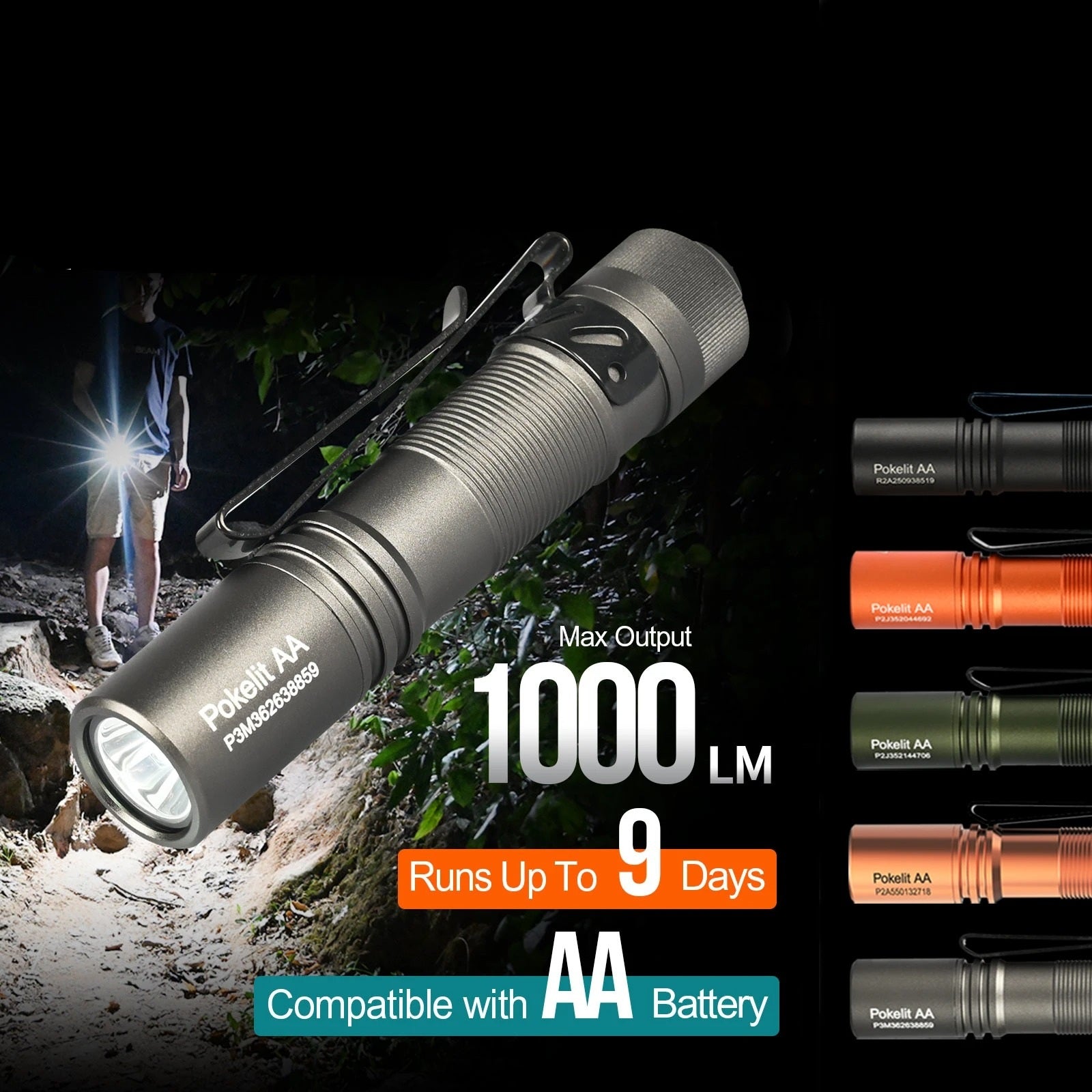 Compacte EDC Zaklamp 1000 Lumen – USB-C Oplaadbaar, IP68 Waterdicht & Dual Fuel – Aluminium Pocket Zaklamp met Hoge CRI90