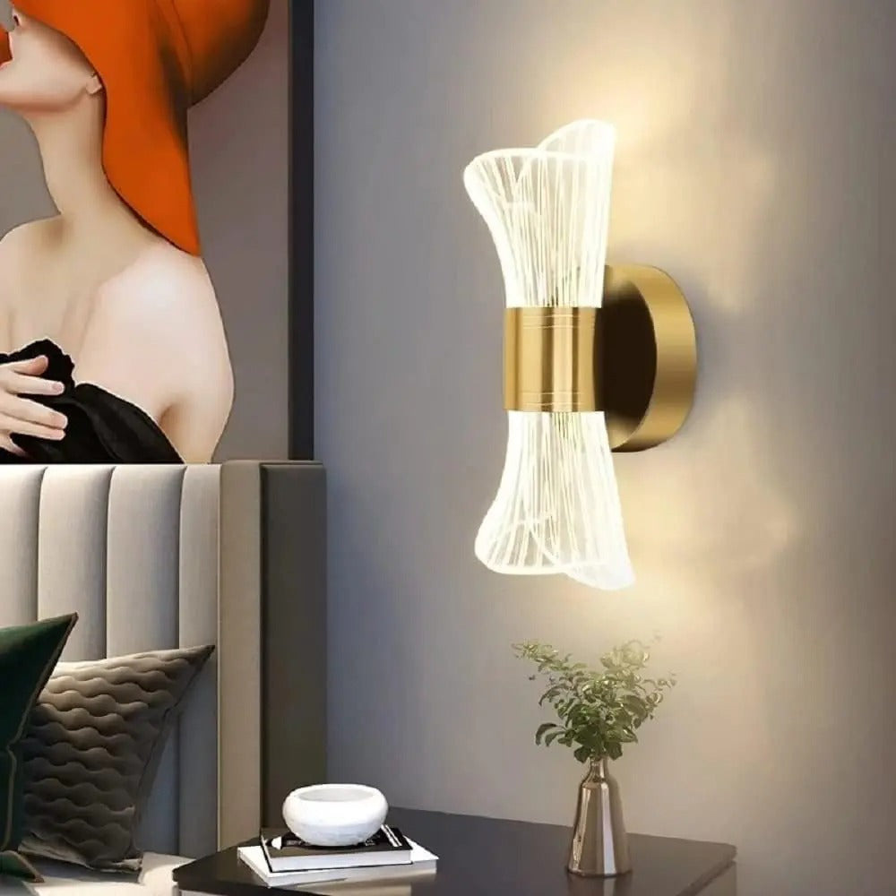 Gouden Acryl LED Wandlamp – 12W met 3 Kleurtemperaturen – Luxe Modern Design voor Hal en Trap