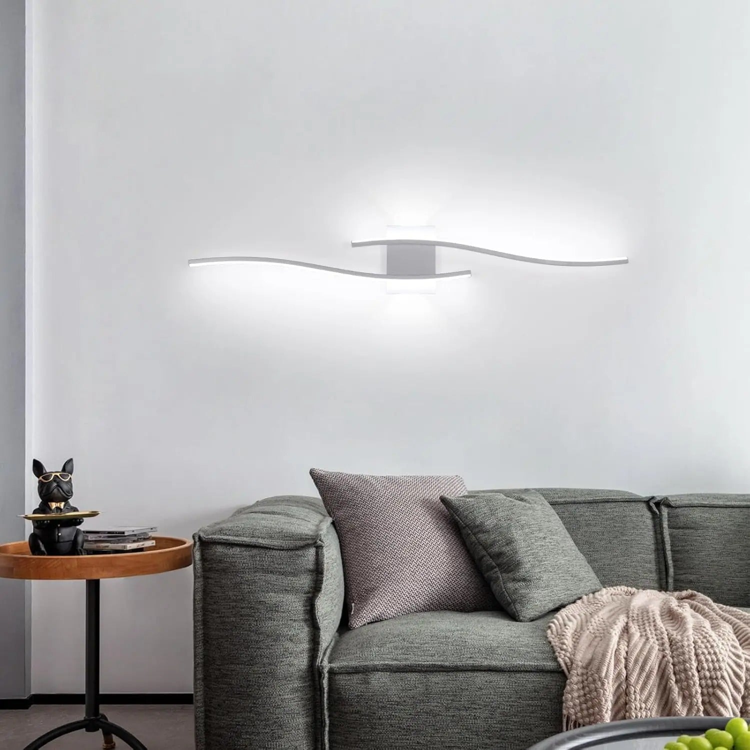 Moderne LED Wandlamp 89 cm – Golvend Design – Aluminium en Acryl Wandverlichting 27W 6500K voor Woonkamer, Slaapkamer & Hal