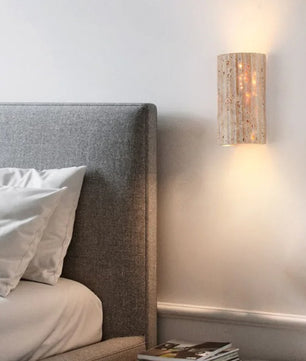 Wabi Sabi Natuursteen Wandlamp – Minimalistische LED Wandverlichting met Rustieke Uitstraling
