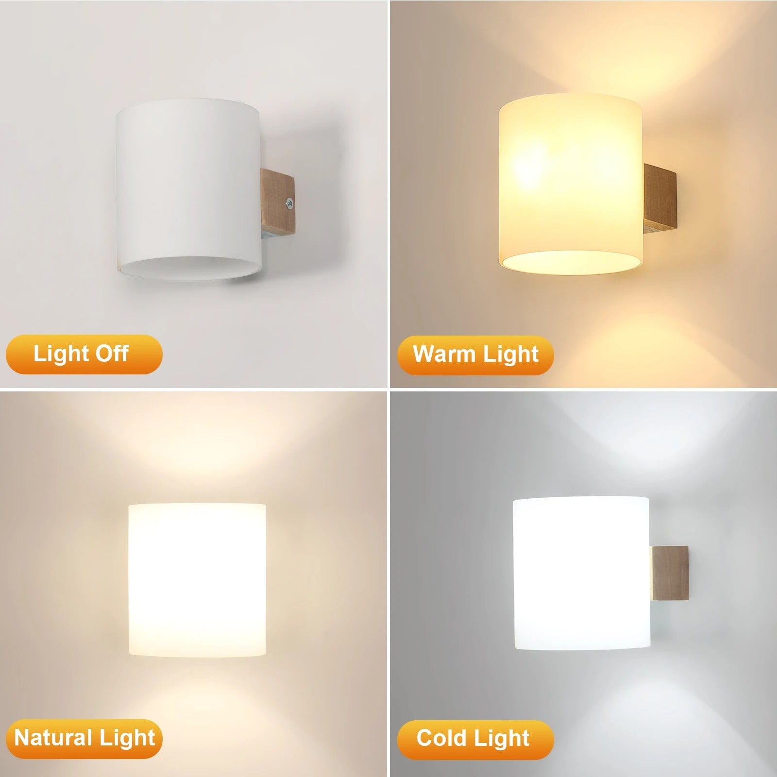 Moderne Houten Wandlamp – E27 Wandverlichting van Hout en Glas – Minimalistische LED Lamp voor Slaapkamer, Hal en Trap