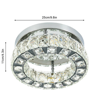 Moderne Kristallen Kroonluchter LED – Ronde Plafondlamp met Afstandsbediening – Dimbaar 3000K–6500K – Chroomkleur