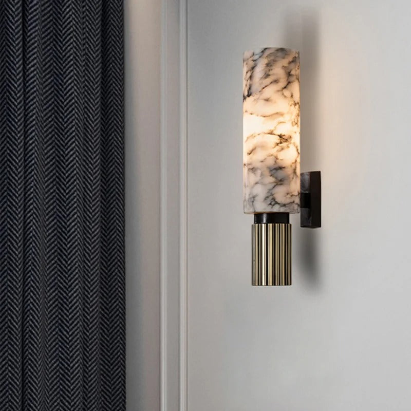 Moderne Marmeren Wandlamp – Natuurlijk Marmer met LED Verlichting – Luxe Design Wandlamp voor Woonkamer en Slaapkamer