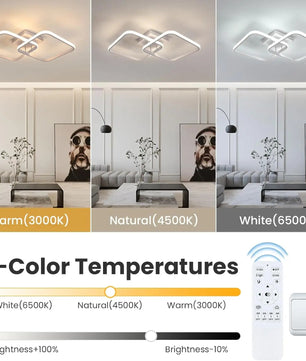 Moderne Vierkante LED Plafondlamp – 50W Dimbaar met Afstandsbediening – Instelbaar 3000K–6500K voor Woonkamer en Slaapkamer