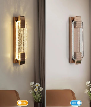 Moderne LED Wandlamp 38 cm – Gouden Wandverlichting met Kristallen Kap – 12W Warm Wit Licht 3000K voor Woonkamer, Hal & Slaapkamer