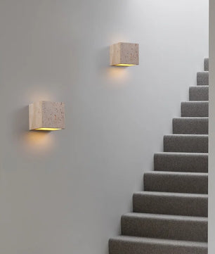 Vierkante Natuursteen Wandlamp – Waterdichte Binnen en Buiten Sfeerverlichting voor Tuin en Hal