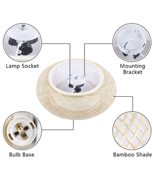 Rotan Hanglamp – Handgeweven Bamboe Plafondlamp Ø40 of Ø50 cm – Moderne Minimalistische Sfeerverlichting voor Woonkamer en Eetkamer