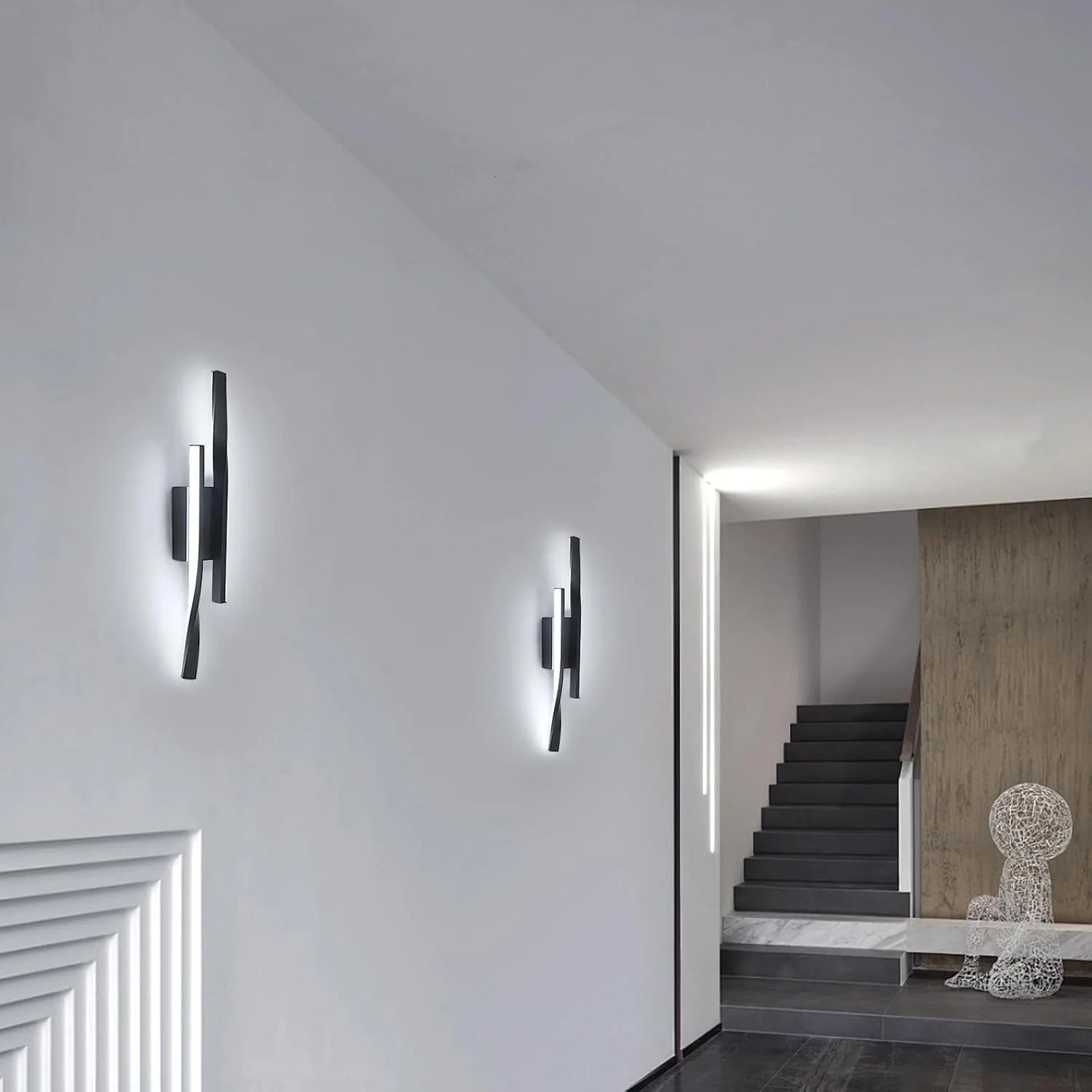 Moderne LED Wandlamp – 24W Lineair Design – Aluminium – Warm Wit 3000K – Zwart – Voor Woonkamer en Hal