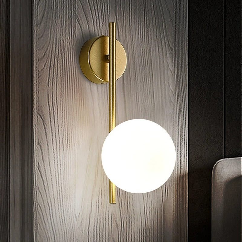 LED Glazen Bol Wandlamp – Metalen Design Wandverlichting in Goud of Zwart – Moderne Sfeerlamp voor Woonkamer en Slaapkamer