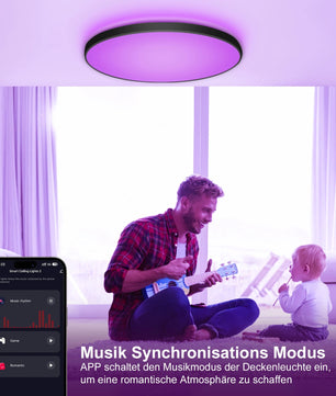 Slimme LED Plafondlamp Ø30 cm – 24W RGB met App en Afstandsbediening – Dimbaar 2700K–6500K voor Woonkamer en Slaapkamer