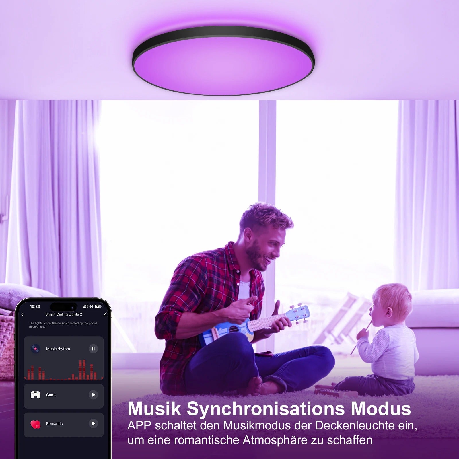Slimme LED Plafondlamp Ø30 cm – 24W RGB met App en Afstandsbediening – Dimbaar 2700K–6500K voor Woonkamer en Slaapkamer