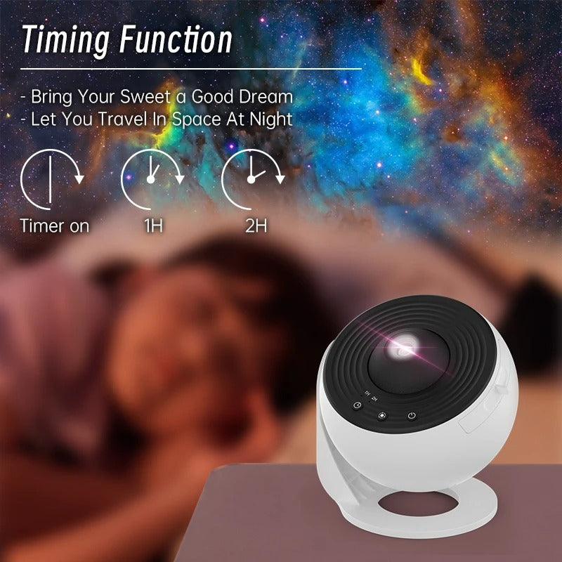 Galaxy Projector 12-in-1 – HD Sterrenhemel Nachtlamp met 360° Rotatie, Verwisselbare Filmschijven & Timer