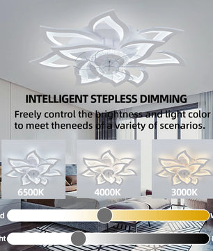Moderne LED Plafondventilator – Slimme Ventilatorlamp met Dimbare Verlichting, App en Afstandsbediening, Stille DC-Motor en 6 Snelheden voor Woonkamer en Slaapkamer