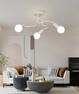 Industriële Plafondlamp Wit – Retro Metalen Kroonluchter met 3× E27 Fittingen voor Woonkamer en Eetkamer