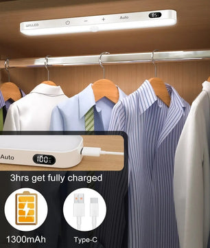 Bewegingssensor LED Kastlamp met Batterijdisplay – 60 LEDs, Dimbaar & Oplaadbaar via USB-C – Draadloze Lichtbalk voor Kast, Keuken & Nachtverlichting