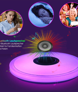 Moderne LED Plafondlamp met Bluetooth Speaker – Ø50 cm – 60W RGB en Dimbaar met Afstandsbediening en App – Sterrenhemel Effect voor Woonkamer en Slaapkamer