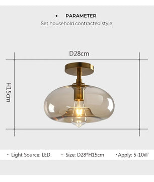 Moderne Glazen Plafondlamp – Minimalistische LED Plafondverlichting met E27 Fitting voor Woonkamer en Hal