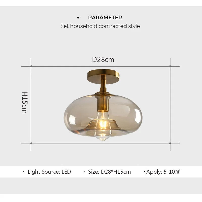 Moderne Glazen Plafondlamp – Minimalistische LED Plafondverlichting met E27 Fitting voor Woonkamer en Hal