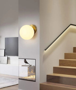Moderne Wandlamp – E27 Bolvormige Wandverlichting met Glazen Kap 15 cm voor Slaapkamer, Woonkamer en Hal
