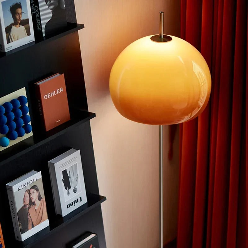 Bauhaus Retro Glazen Tafellamp – Paddenstoel Lamp met Oranje Gradiënt – Decoratieve Sfeerlamp voor Woonkamer en Slaapkamer