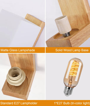 Moderne Houten LED Wandlamp – Dimbaar 12W met E27 – Warm Minimalistisch Design voor Woonkamer en Slaapkamer