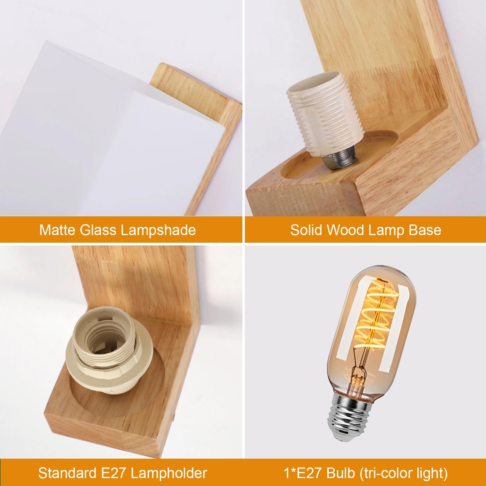 Moderne Houten LED Wandlamp – Dimbaar 12W met E27 – Warm Minimalistisch Design voor Woonkamer en Slaapkamer