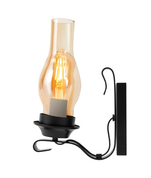 Retro Wandlamp – IJzer en Glas met E27 Fitting – Dimbare Vintage Wandverlichting voor Woonkamer, Hal en Slaapkamer