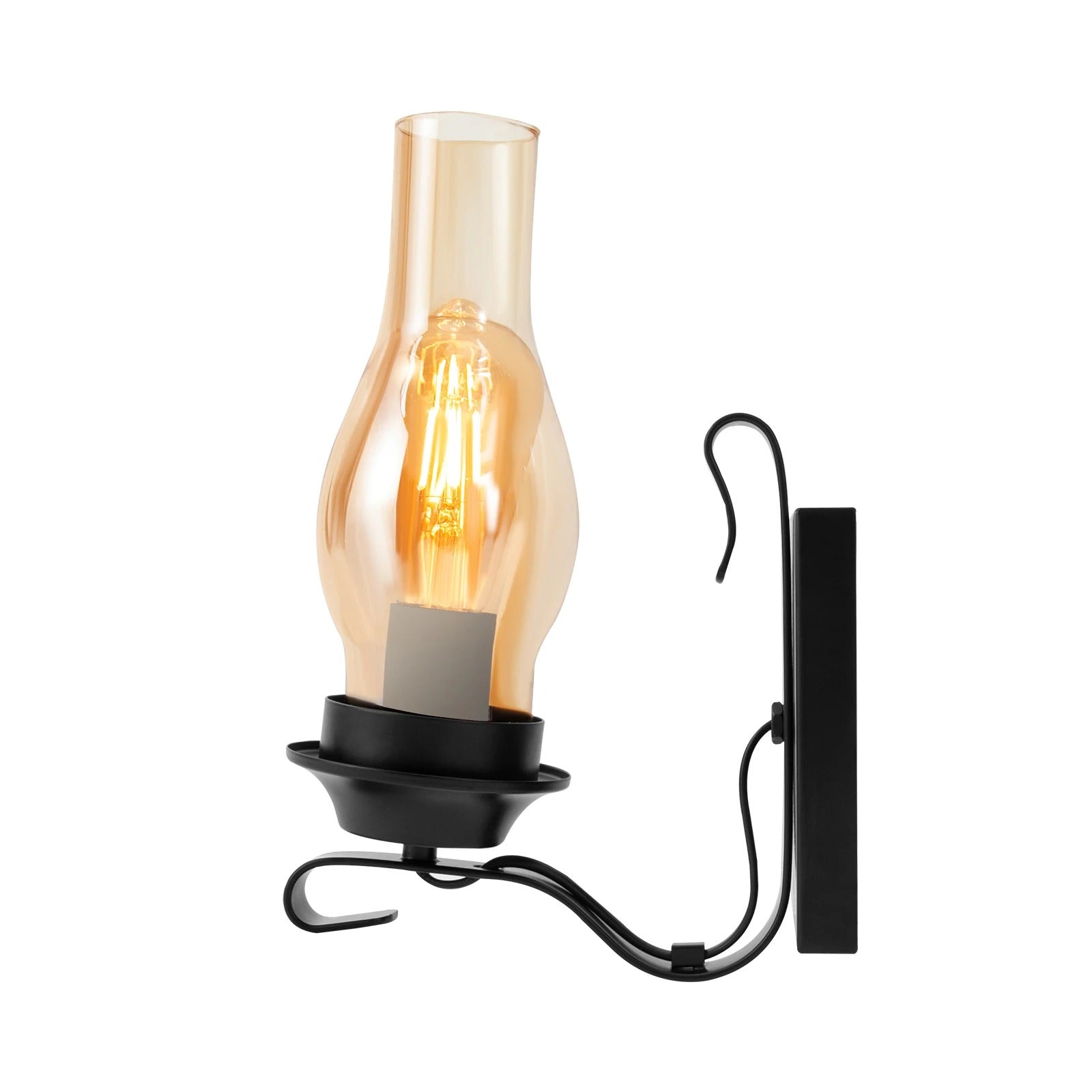 Retro Wandlamp – IJzer en Glas met E27 Fitting – Dimbare Vintage Wandverlichting voor Woonkamer, Hal en Slaapkamer