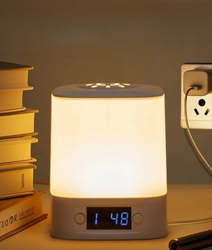 Oplaadbare LED Bureaulamp met Klok – Touch Nachtlamp met Timer en 3 Lichtkleuren voor Slaapkamer en Kinderkamer