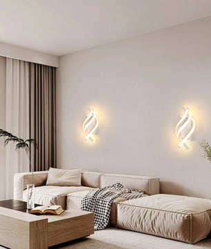 Moderne LED Wandlamp 22W – Witte Aluminium Wandkandelaar met Spiraal Design – Warm Wit 3000K voor Interieur