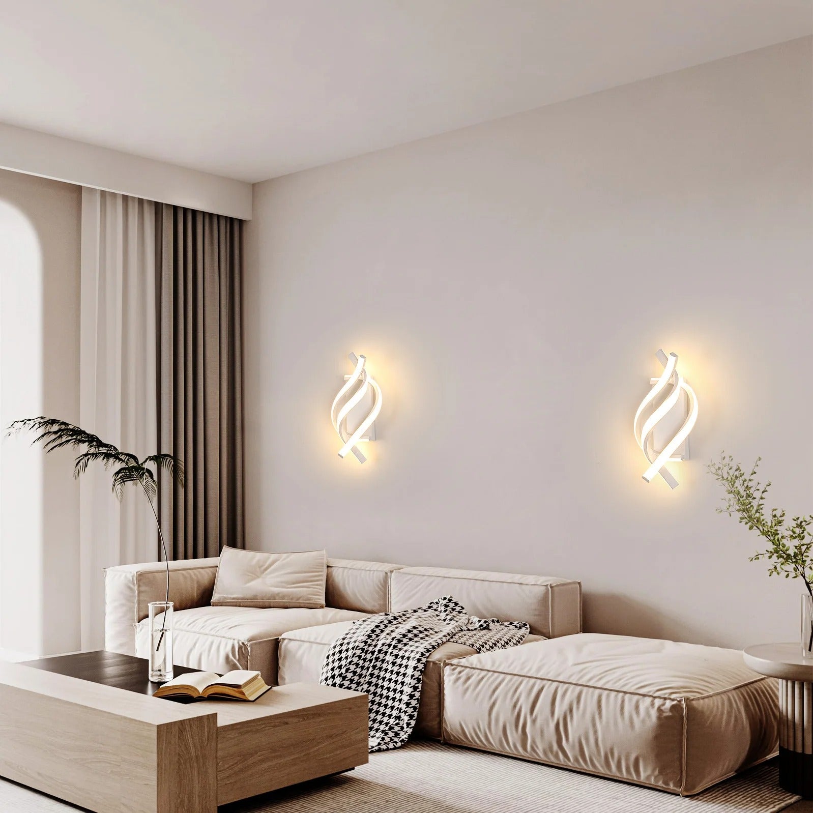 Moderne LED Wandlamp 22W – Witte Aluminium Wandkandelaar met Spiraal Design – Warm Wit 3000K voor Interieur