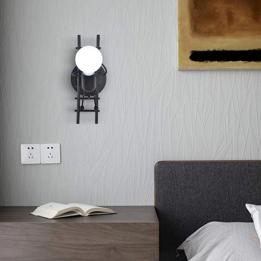 Zwarte Wandlamp – Moderne Vintage Metalen Wandkandelaar – E27 Fitting – Voor Woonkamer, Slaapkamer en Hal
