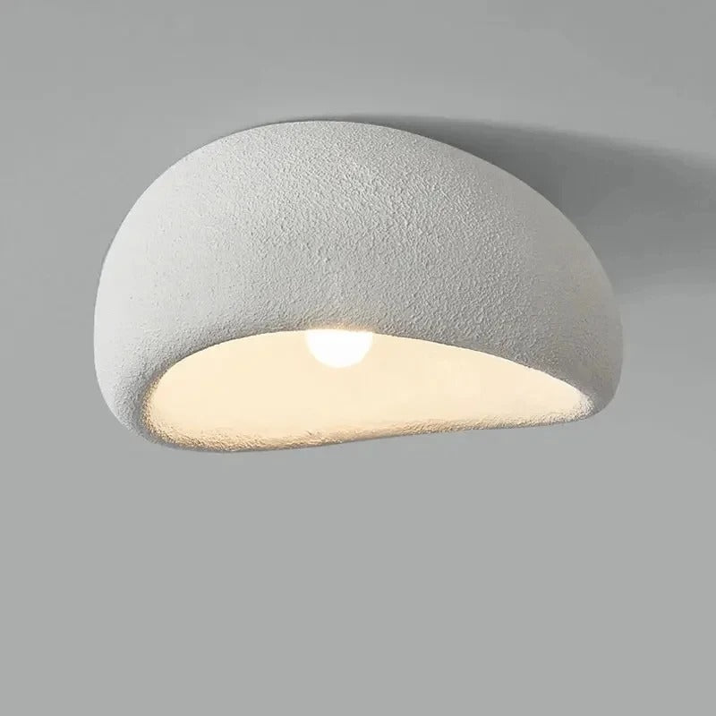 Nordic Wabi-Sabi LED Plafondlamp – Minimalistische Ronde Plafondverlichting van Hars