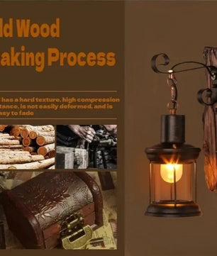 Industriële Wandkandelaar van Hout en Metaal – Rustieke Wandlamp met E27 Fitting voor Bar, Loft, Gang en Woonkamer