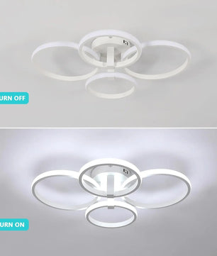 Moderne LED Plafondlamp 48W – Ronde Designlamp met Vier Ringen – Acryl en Metaal – 6500K Koelwit – 5400 Lumen