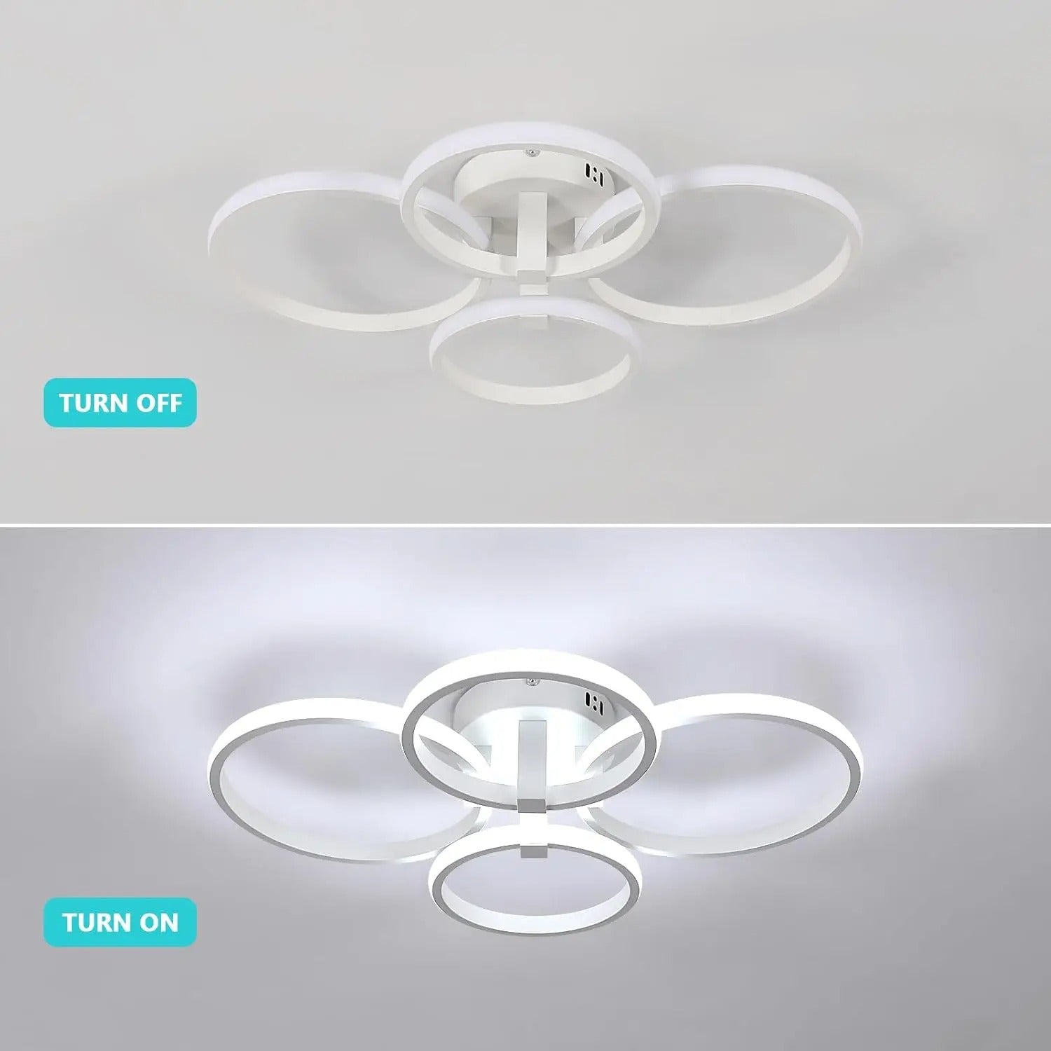 Moderne LED Plafondlamp 48W – Ronde Designlamp met Vier Ringen – Acryl en Metaal – 6500K Koelwit – 5400 Lumen